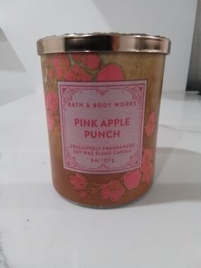 Bath & Body Works Pink Apple Punch Candle - Gold and Pink